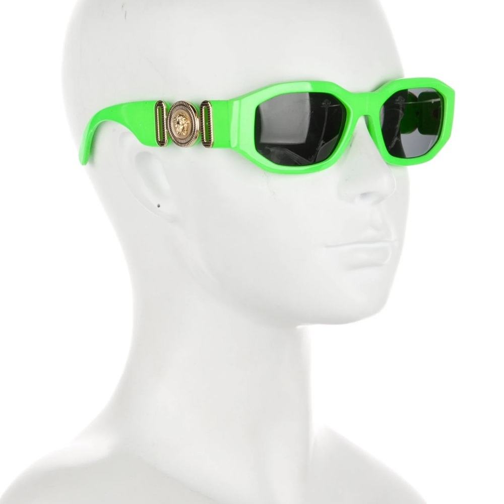 Versace Medusa insignia square sunglasses green NWT